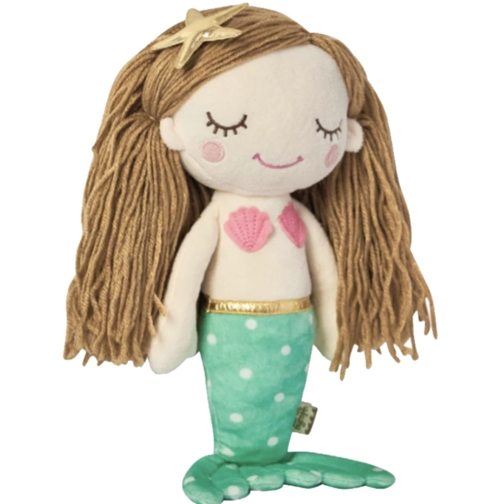 Earth Nymph Folk Mermaid Plush 13"‎ Doll with Pink and Aqua Accents